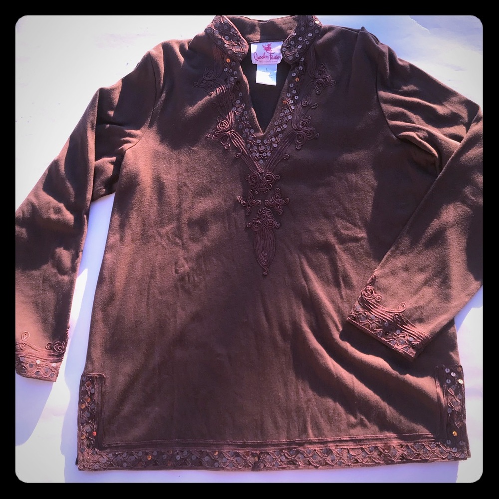 Quacker Factory 100% Cotton Boho Long Sleeves Sz L